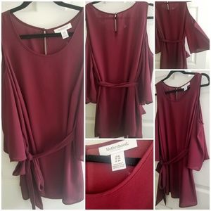 Maternity Blouse Red Waist Tie